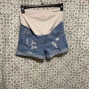 Source Unknown Blue Distressed Jean Shorts